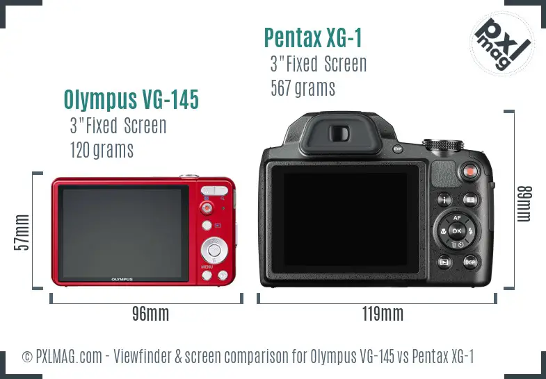 Olympus VG-145 vs Pentax XG-1 Screen and Viewfinder comparison