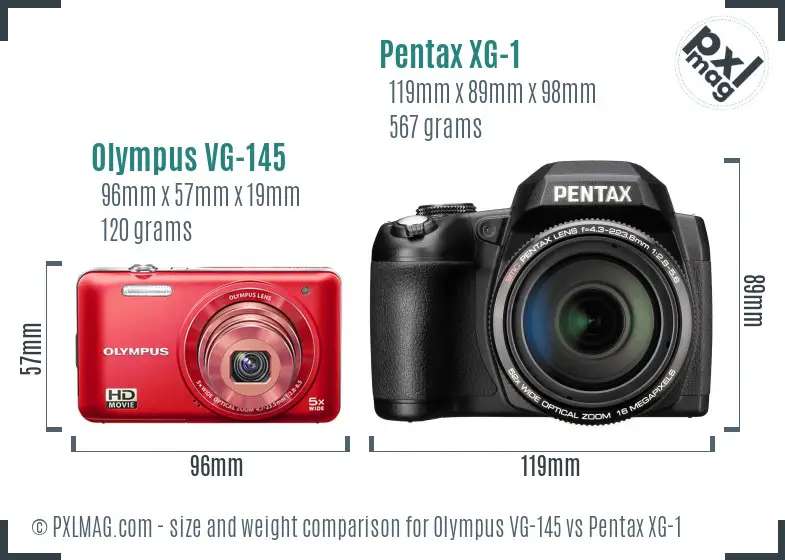Olympus VG-145 vs Pentax XG-1 size comparison