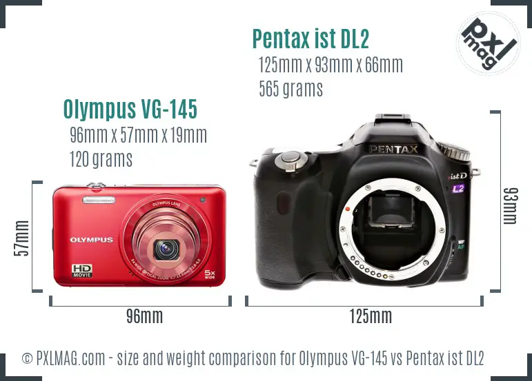 Olympus VG-145 vs Pentax ist DL2 size comparison