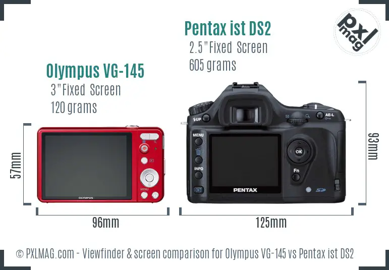 Olympus VG-145 vs Pentax ist DS2 Screen and Viewfinder comparison