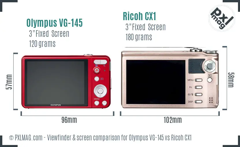 Olympus VG-145 vs Ricoh CX1 Screen and Viewfinder comparison