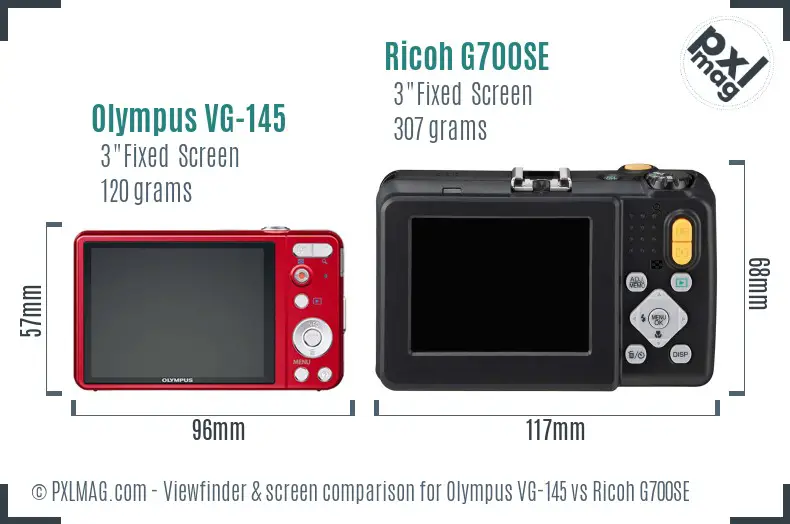 Olympus VG-145 vs Ricoh G700SE Screen and Viewfinder comparison