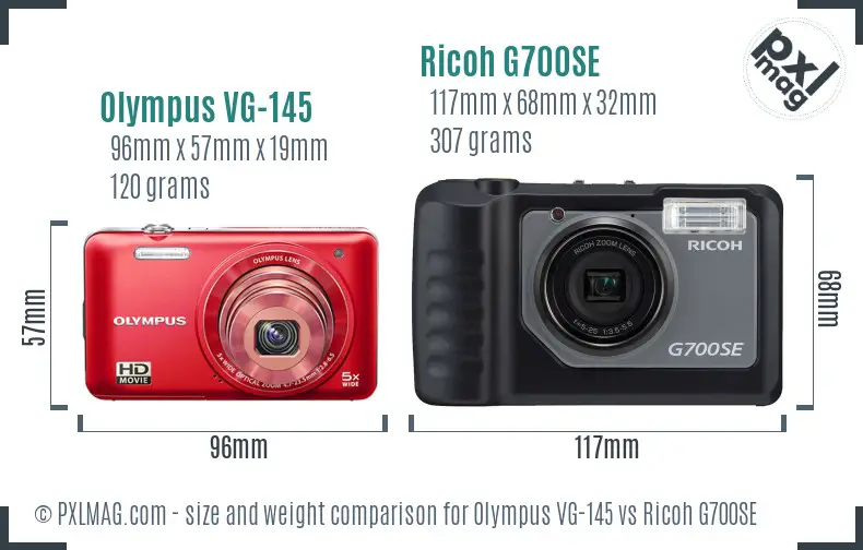 Olympus VG-145 vs Ricoh G700SE size comparison