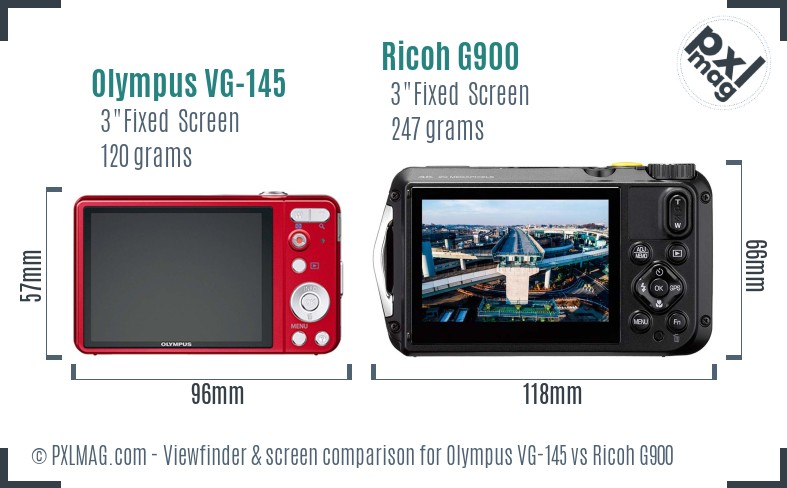 Olympus VG-145 vs Ricoh G900 Screen and Viewfinder comparison