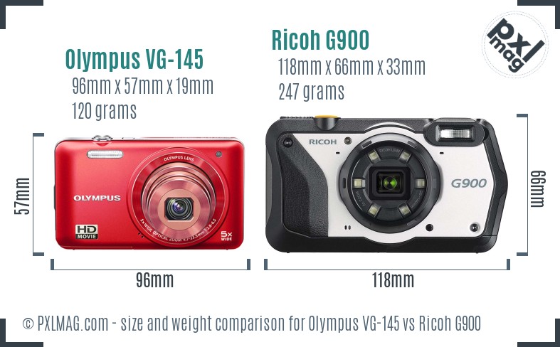 Olympus VG-145 vs Ricoh G900 size comparison Olympus VG-145 vs Ricoh G900 size comparison