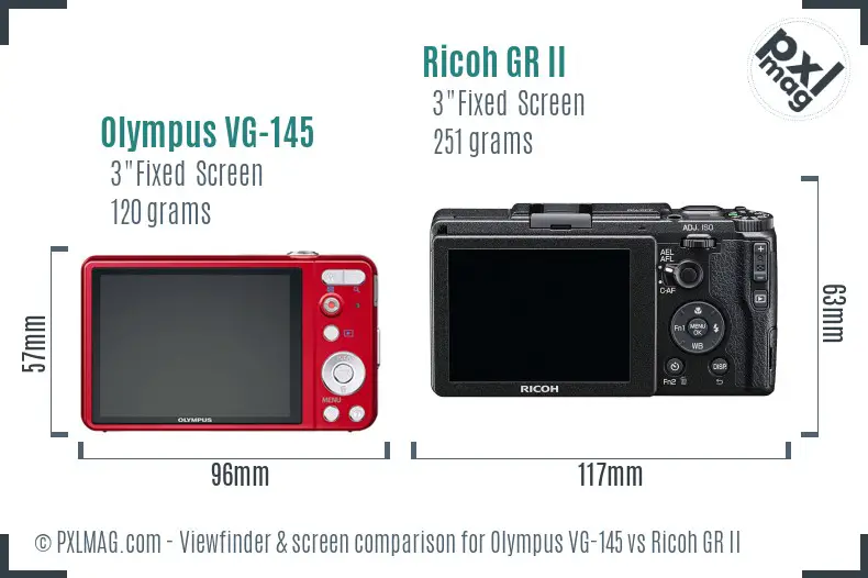 Olympus VG-145 vs Ricoh GR II Screen and Viewfinder comparison