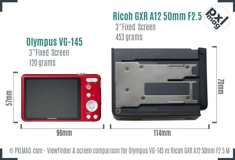Olympus VG-145 vs Ricoh GXR A12 50mm F2.5 Macro Screen and Viewfinder comparison