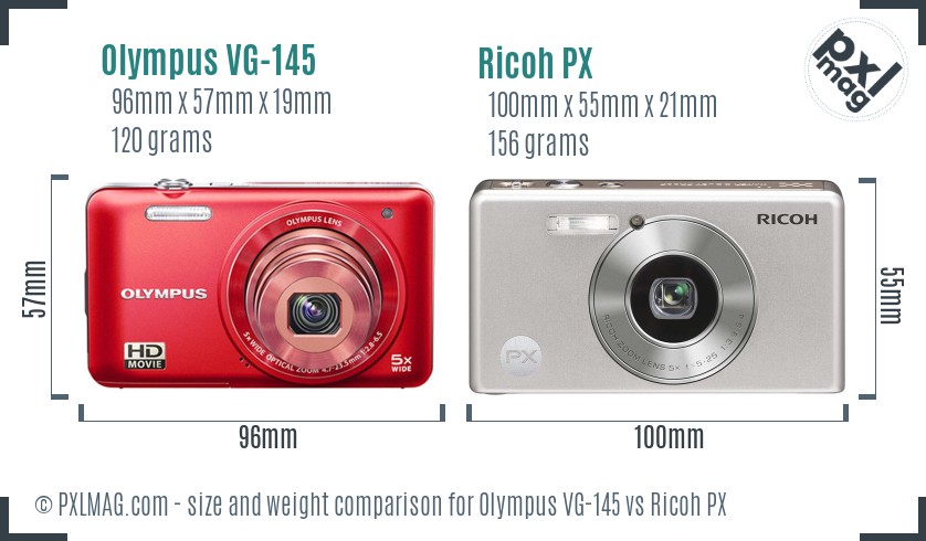 Olympus VG-145 vs Ricoh PX size comparison