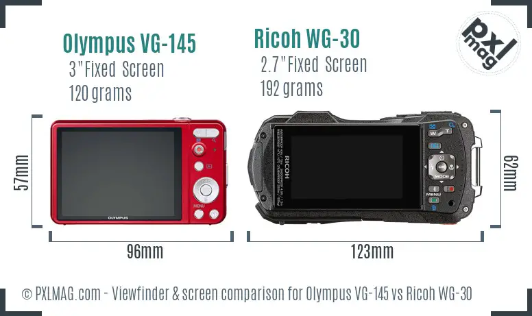 Olympus VG-145 vs Ricoh WG-30 Screen and Viewfinder comparison