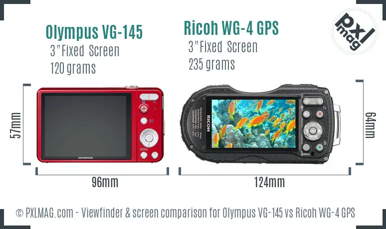 Olympus VG-145 vs Ricoh WG-4 GPS Screen and Viewfinder comparison