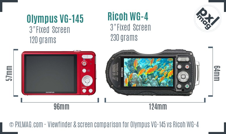 Olympus VG-145 vs Ricoh WG-4 Screen and Viewfinder comparison