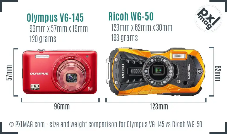Olympus VG-145 vs Ricoh WG-50 size comparison Olympus VG-145 vs Ricoh WG-50 size comparison