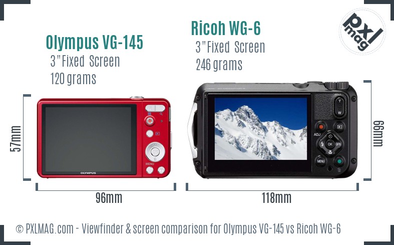 Olympus VG-145 vs Ricoh WG-6 Screen and Viewfinder comparison