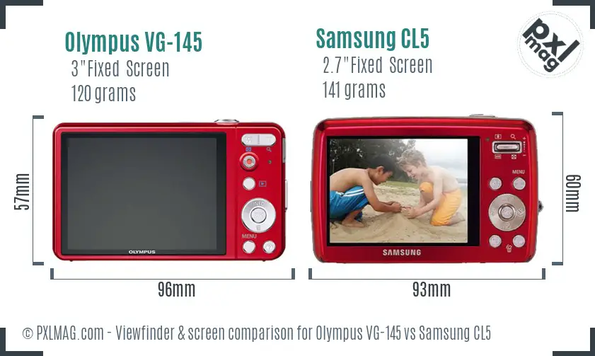 Olympus VG-145 vs Samsung CL5 Screen and Viewfinder comparison