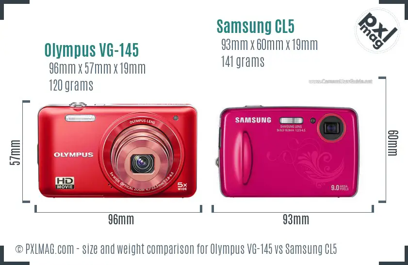 Olympus VG-145 vs Samsung CL5 size comparison