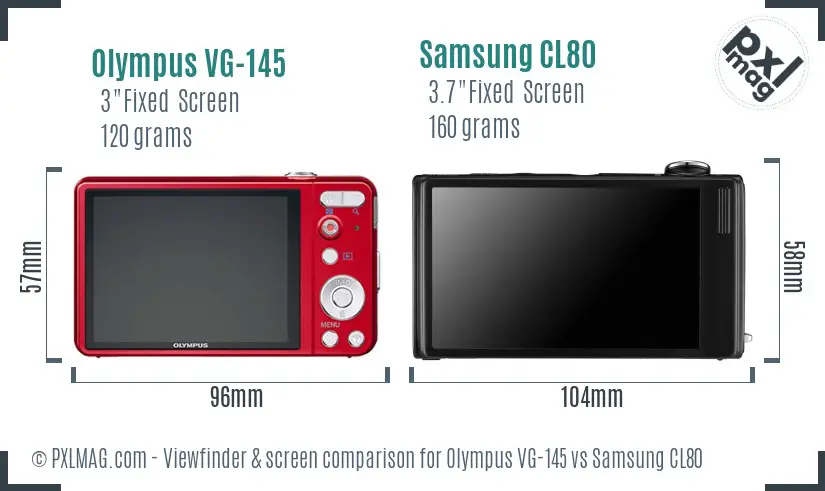 Olympus VG-145 vs Samsung CL80 Screen and Viewfinder comparison