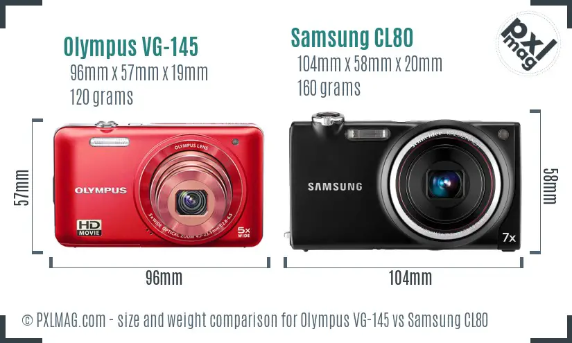 Olympus VG-145 vs Samsung CL80 size comparison