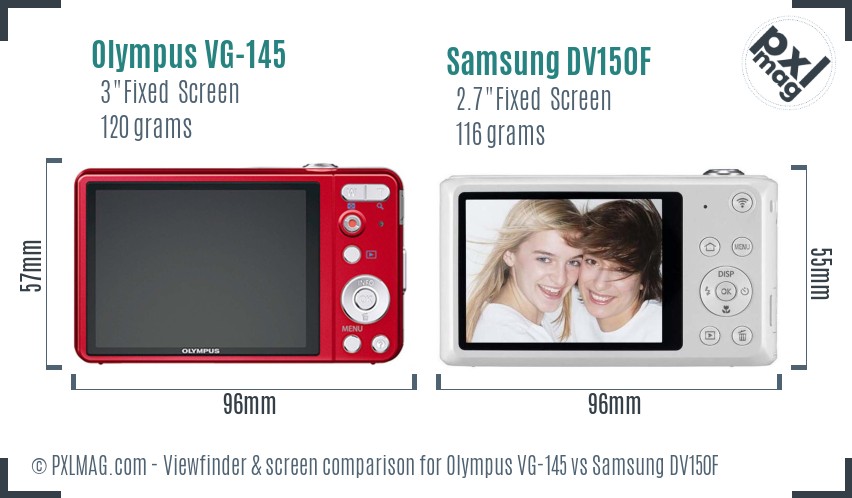 Olympus VG-145 vs Samsung DV150F Screen and Viewfinder comparison