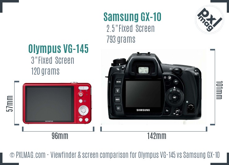 Olympus VG-145 vs Samsung GX-10 Screen and Viewfinder comparison