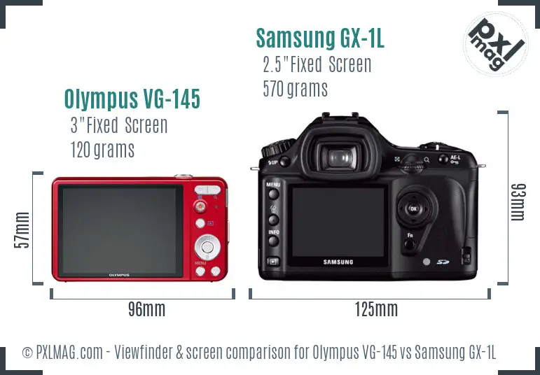 Olympus VG-145 vs Samsung GX-1L Screen and Viewfinder comparison