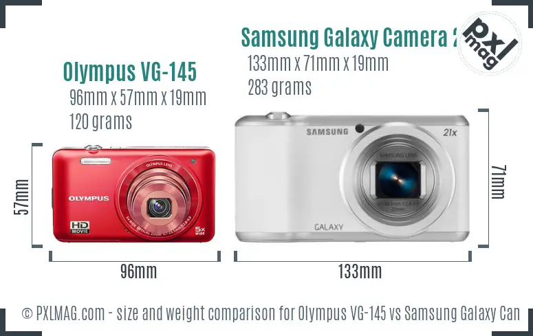 Olympus VG-145 vs Samsung Galaxy Camera 2 size comparison