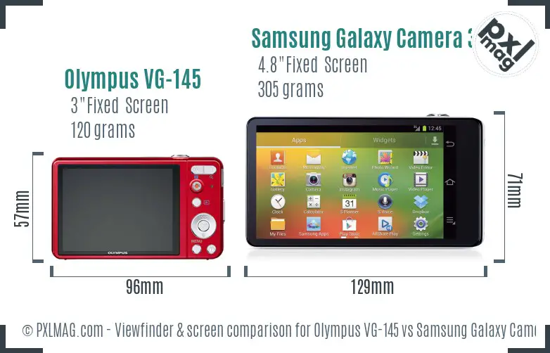 Olympus VG-145 vs Samsung Galaxy Camera 3G Screen and Viewfinder comparison