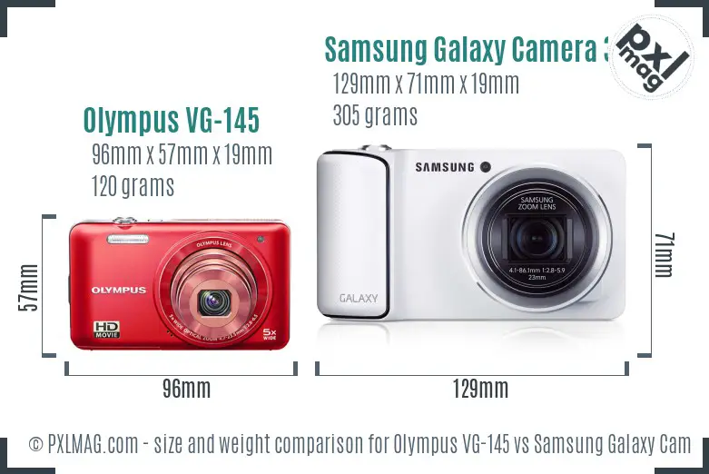 Olympus VG-145 vs Samsung Galaxy Camera 3G size comparison