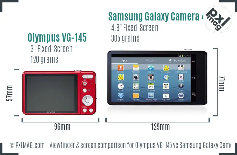 Olympus VG-145 vs Samsung Galaxy Camera 4G Screen and Viewfinder comparison