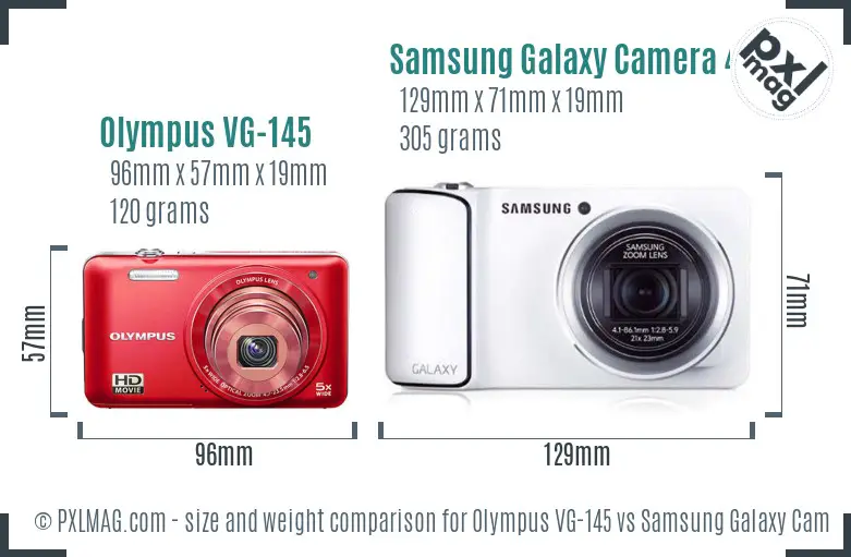 Olympus VG-145 vs Samsung Galaxy Camera 4G size comparison