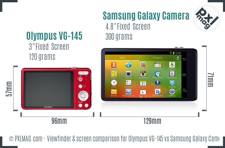 Olympus VG-145 vs Samsung Galaxy Camera Screen and Viewfinder comparison