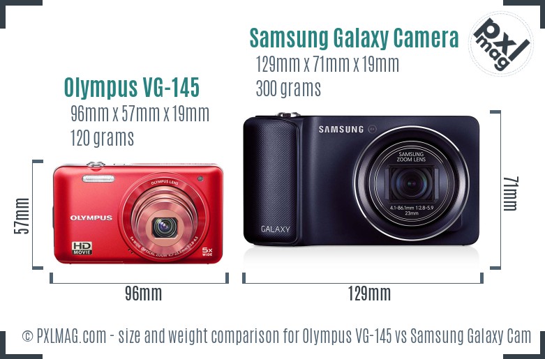 Olympus VG-145 vs Samsung Galaxy Camera size comparison