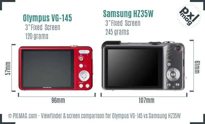 Olympus VG-145 vs Samsung HZ35W Screen and Viewfinder comparison