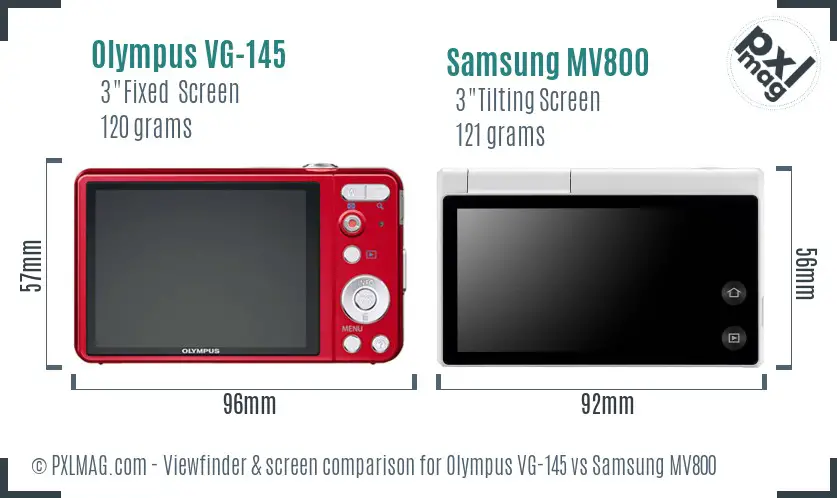 Olympus VG-145 vs Samsung MV800 Screen and Viewfinder comparison