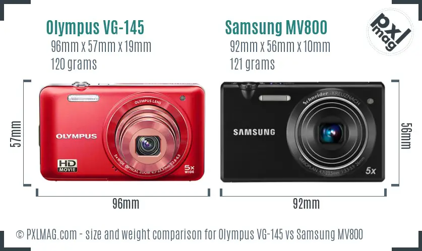 Olympus VG-145 vs Samsung MV800 size comparison