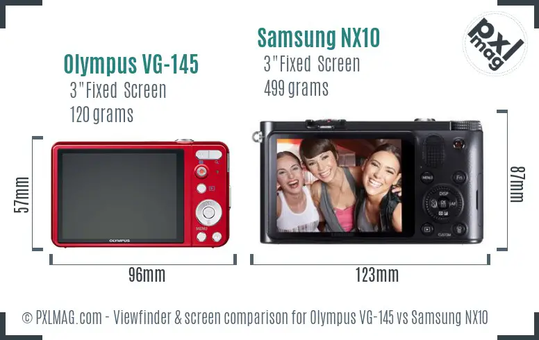 Olympus VG-145 vs Samsung NX10 Screen and Viewfinder comparison