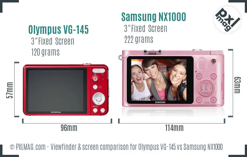 Olympus VG-145 vs Samsung NX1000 Screen and Viewfinder comparison