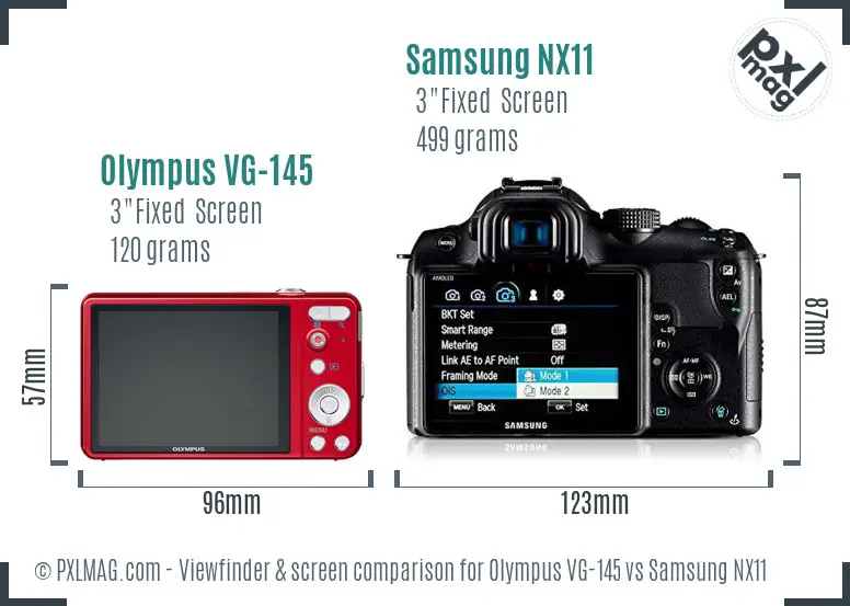 Olympus VG-145 vs Samsung NX11 Screen and Viewfinder comparison