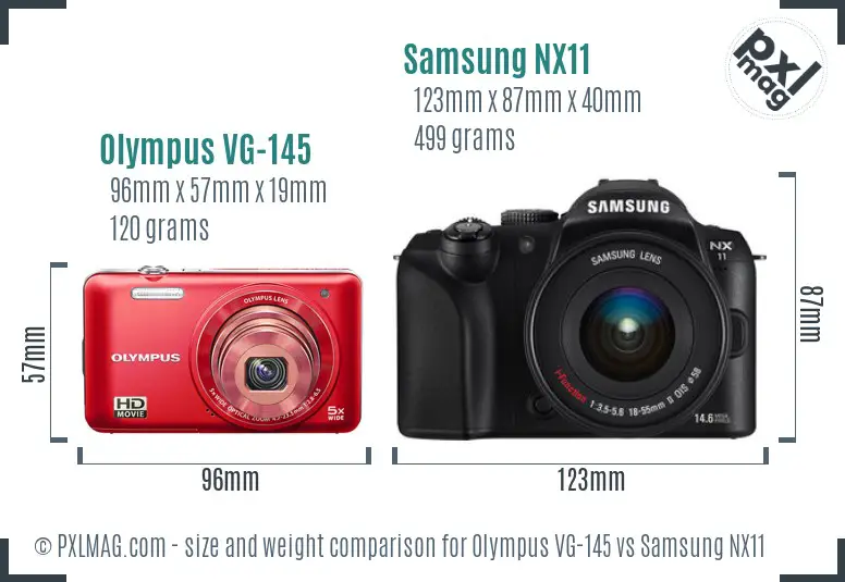 Olympus VG-145 vs Samsung NX11 size comparison