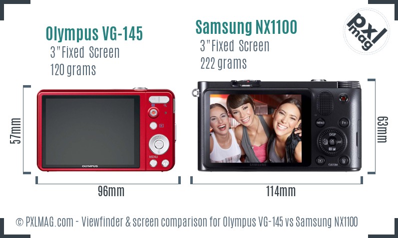 Olympus VG-145 vs Samsung NX1100 Screen and Viewfinder comparison