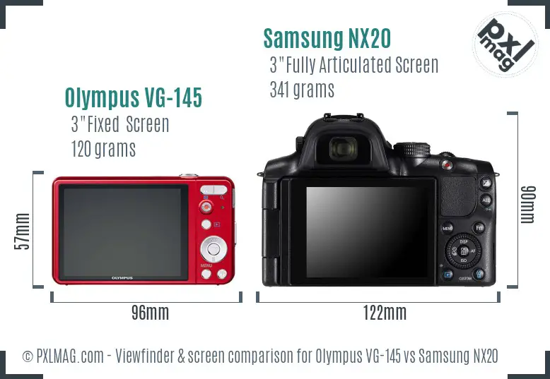 Olympus VG-145 vs Samsung NX20 Screen and Viewfinder comparison