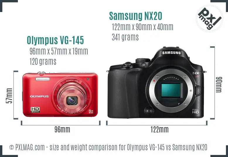 Olympus VG-145 vs Samsung NX20 size comparison