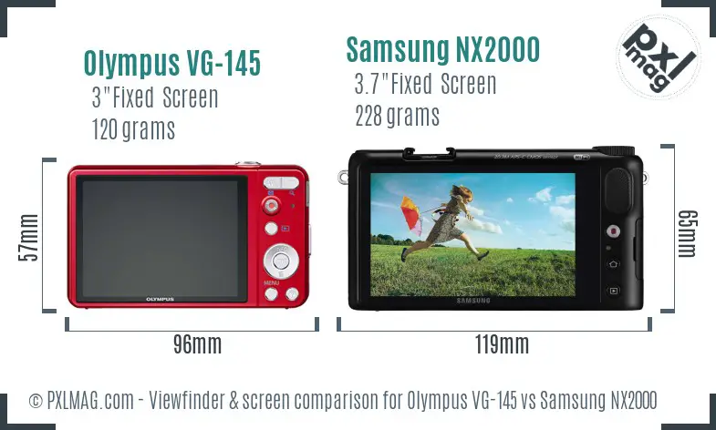 Olympus VG-145 vs Samsung NX2000 Screen and Viewfinder comparison Olympus VG-145 vs Samsung NX2000 Screen and Viewfinder comparison