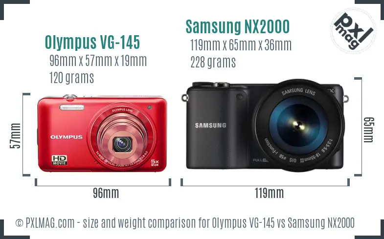 Olympus VG-145 vs Samsung NX2000 size comparison Olympus VG-145 vs Samsung NX2000 size comparison