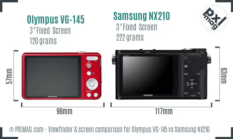 Olympus VG-145 vs Samsung NX210 Screen and Viewfinder comparison