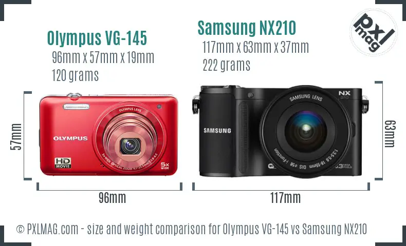 Olympus VG-145 vs Samsung NX210 size comparison