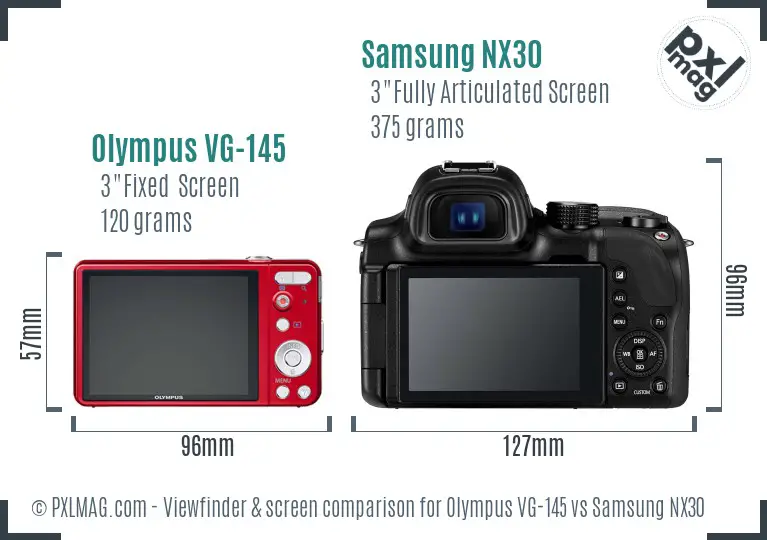 Olympus VG-145 vs Samsung NX30 Screen and Viewfinder comparison