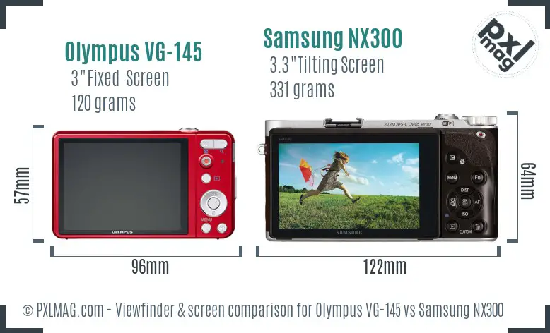 Olympus VG-145 vs Samsung NX300 Screen and Viewfinder comparison Olympus VG-145 vs Samsung NX300 Screen and Viewfinder comparison