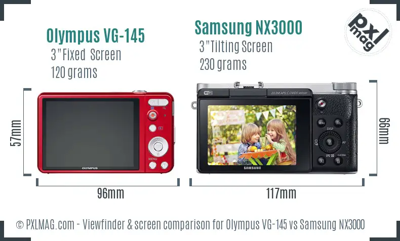 Olympus VG-145 vs Samsung NX3000 Screen and Viewfinder comparison