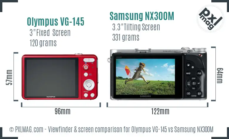 Olympus VG-145 vs Samsung NX300M Screen and Viewfinder comparison