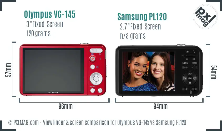 Olympus VG-145 vs Samsung PL120 Screen and Viewfinder comparison Olympus VG-145 vs Samsung PL120 Screen and Viewfinder comparison